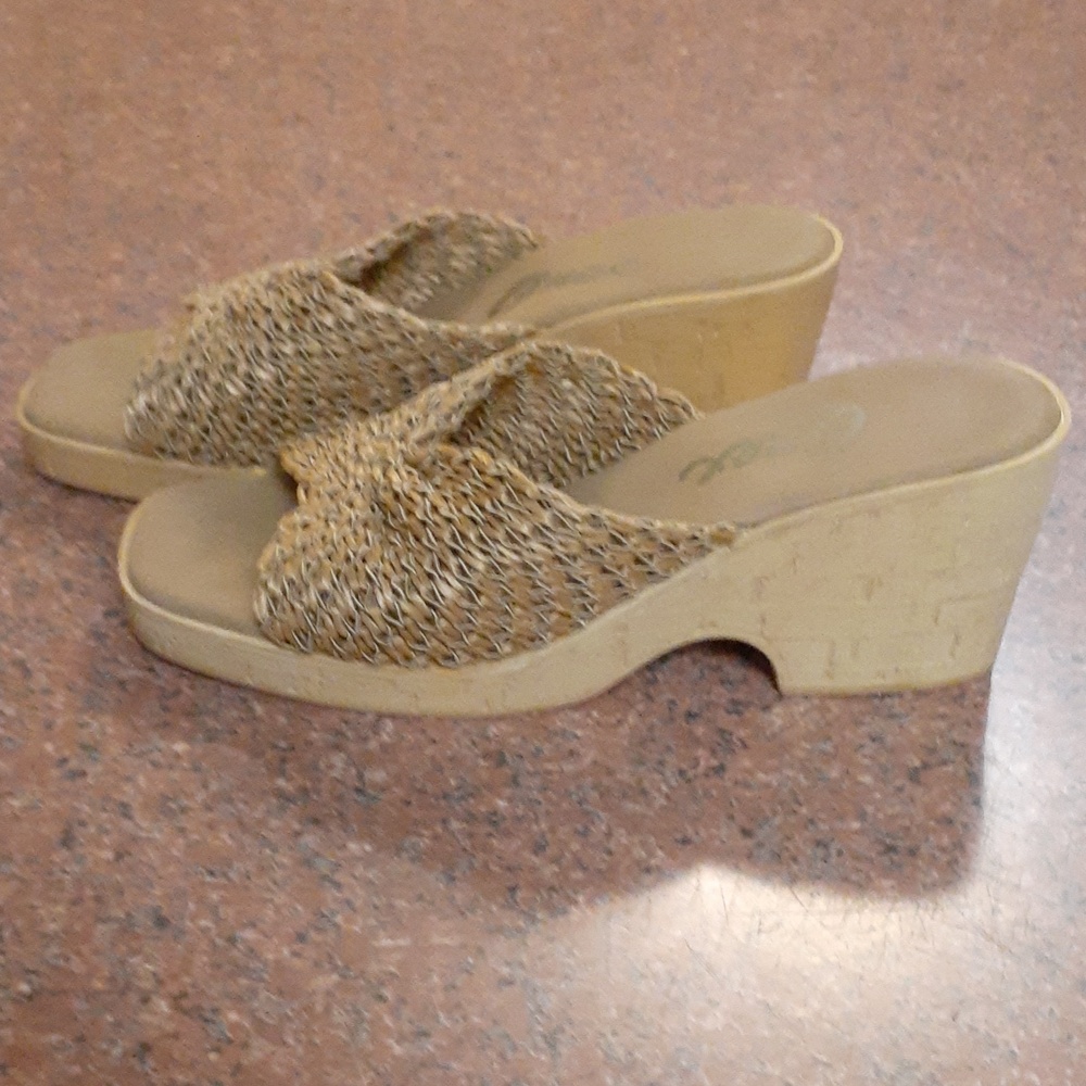 Woven Knot Slide Sandals - tan  never worn!